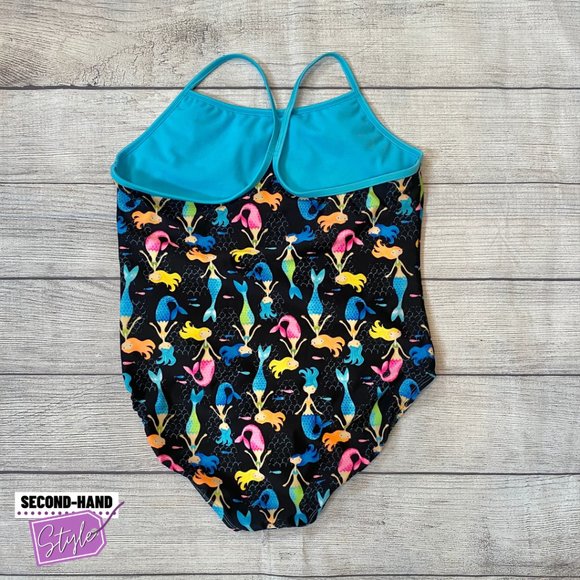Wonder Nation Girls SzXL One-Piece Mermaid-Print Swimsuit - Picture 2 of 2